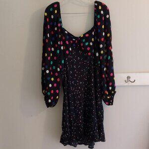 Rixo 16W/18W Dress Milkmaid Colorful Fun Party Polka Dots Off Shoulder Night
